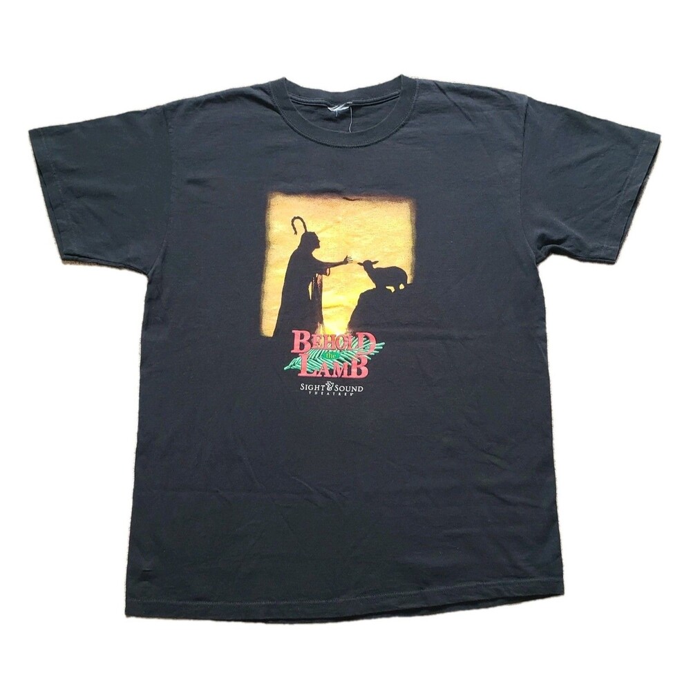 Vintage Y2K Sight & Sound Behold The Lamb Sz M-L Mens Black Jesus T-Shirt